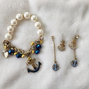 Betsey Johnson earrings and braclet